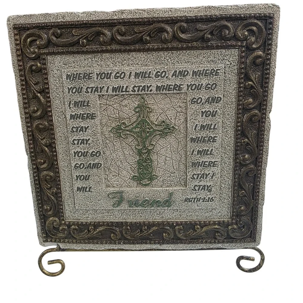 Faith at Home Ruth‎ 1:16 Friend Scripture Plaque with Cross and Metal Stand